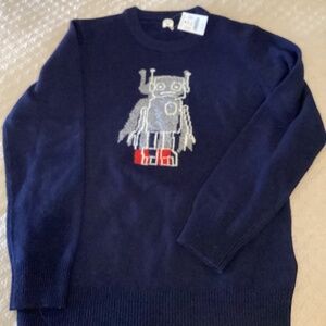 Jcrew Crewcuts new with tags wool navy sweater with robot size 14